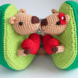 Virkmönster för Alla hjärtans dag, Virkmönster för avokado, kapybara och amigurumi bild 3
