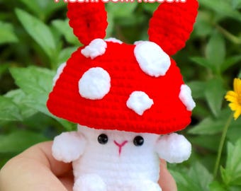 Mushroom Rabbit Crochet Pattern Amigurumi PDF Pattern, Mushroom Hat Plush Animal Pattern, Kid Baby Gift Beginners Crochet Digital Tutorial