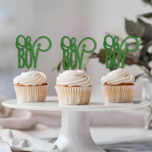 Oh Boy Cupcake Topper, Baby-Dusche-Dekoration, Babyparty Cupcake-Picks, Blau Baby Shower Party Decor