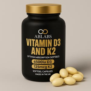 Vitamin D3 (6500iu) & Vitamin K2 MK7 (125μg) Premium Softgel • Ablabs • Made In UK • High-Strength