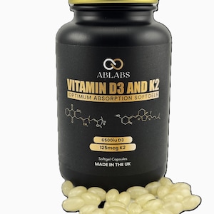 Vitamin D3 (6500iu) & Vitamin K2 MK7 (125μg) Premium Softgel • Ablabs • Made In UK • High-Strength