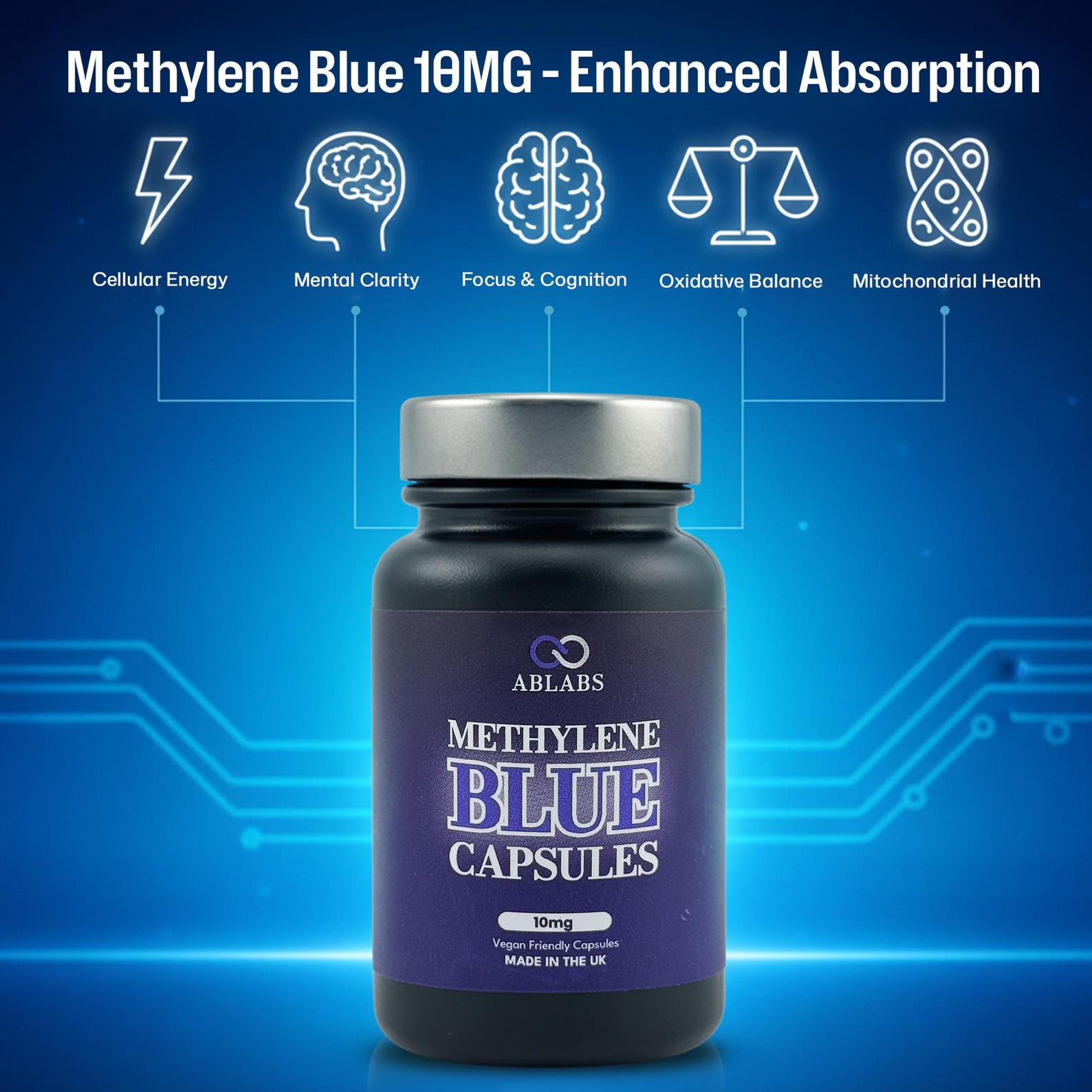 Methylene Blue 10mg Capsules • ABLABS Ultra High Purity • USP Grade ...