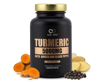 Turmeric 5000mg with Ginger and Black Pepper • 120 • 240 • 360 Vegan Capsules • Ablabs • Made in the UK