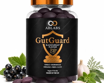 Ablabs GutGuard Blackcurrant Natural Vegan Worming Gummies 60 | Clove Garlic Oregano Neem Wormwood UK
