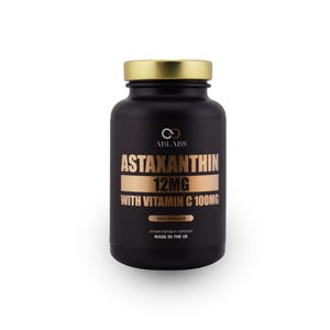 Astaxantin 12 mg med C-vitamin 100 mg • 60 • 120 • 240 • 360 veganska kapslar • Ablabs • Tillverkad i Storbritannien