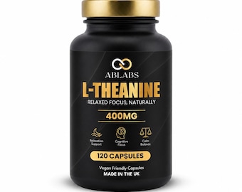 ABLABS L-Theanine 400mg Vegan Capsules • Relaxed Focus Naturally • Made in UK