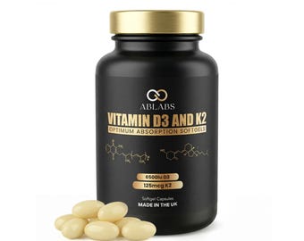 Vitamin D3 (6500iu) & Vitamin K2 MK7 (125μg) Premium Softgel • Ablabs • Made In UK • High-Strength