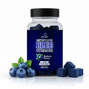 Methylene Blue 10mg Gummies • With Vitamin C • Blueberry Flavour • Strongest On The Market • USP Grade • 60 Premium Gummies • Made in UK