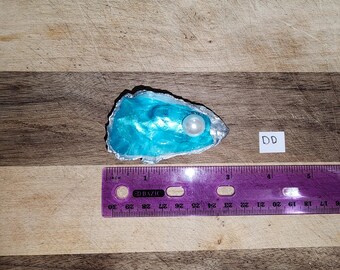 Silver, Blue, Glossy Oyster Shell Pearl Coastal Decor, Ring Jewelry Dish, Bridal Engagement Gift