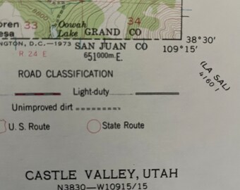 Authentic 1954 Topographic Map of Castle Valley, Utah – A Vintage Treasure for Outdoor Enthusiasts