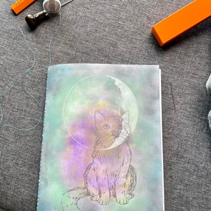 Kitty in the Moon large blank book journal insert Grimoire Book of Shadows image 6