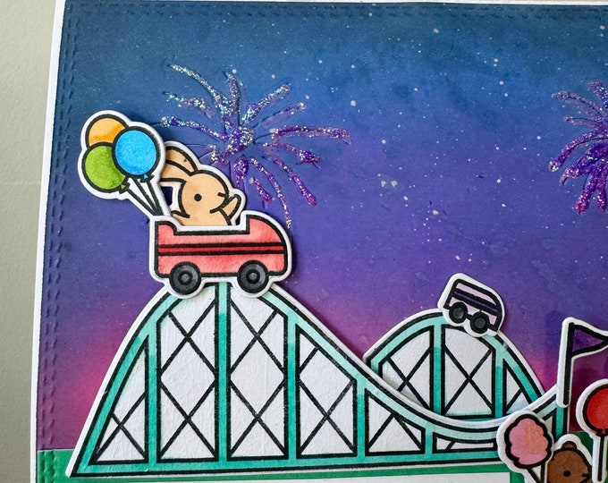 Amusement Park - Summer Fun Birthday Card - Unique, handmade gift or invitation