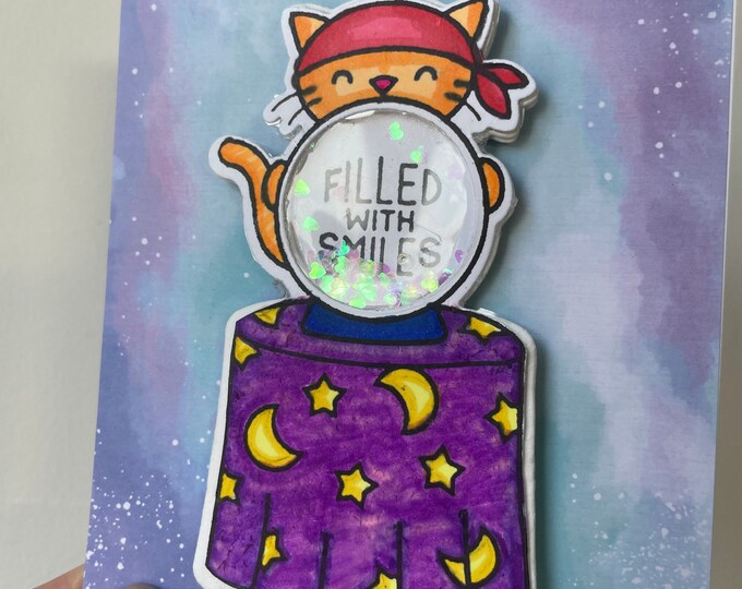 Adorable Fortune-Telling Kitty Greeting Card – Customizable 3D Interactive Shaker Card