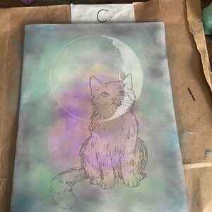 Kitty in the Moon large blank book journal insert Grimoire Book of Shadows image 7