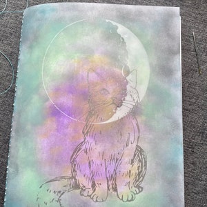 Kitty in the Moon large blank book journal insert Grimoire Book of Shadows image 4