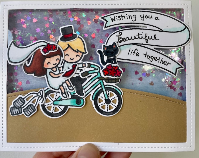 Bicycle built for two - interactive confetti shaker wedding card