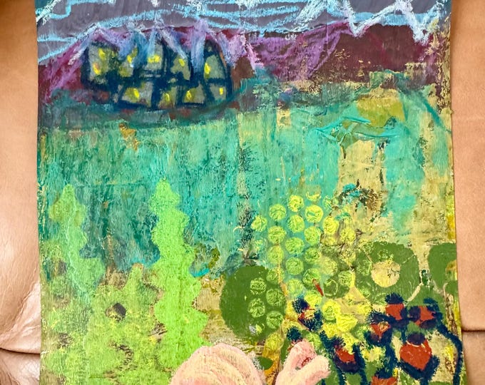Snail's Evening Stroll - 12x9 Mixed Media Art on Watercolor Paper