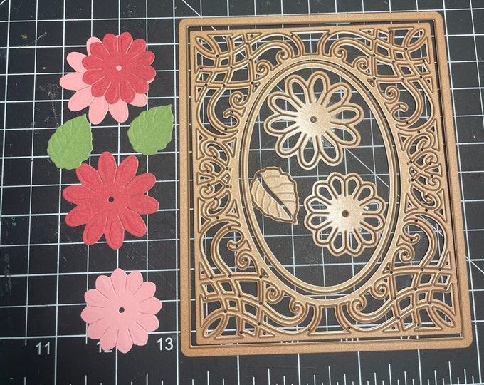 Flowers and Lace Cover Plate (6 pcs) Background Metal Die Cut for Cardmaking or scrapbooking