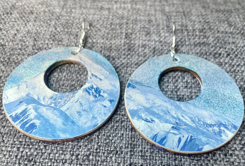Purple Mountains Majesty wood art earrings