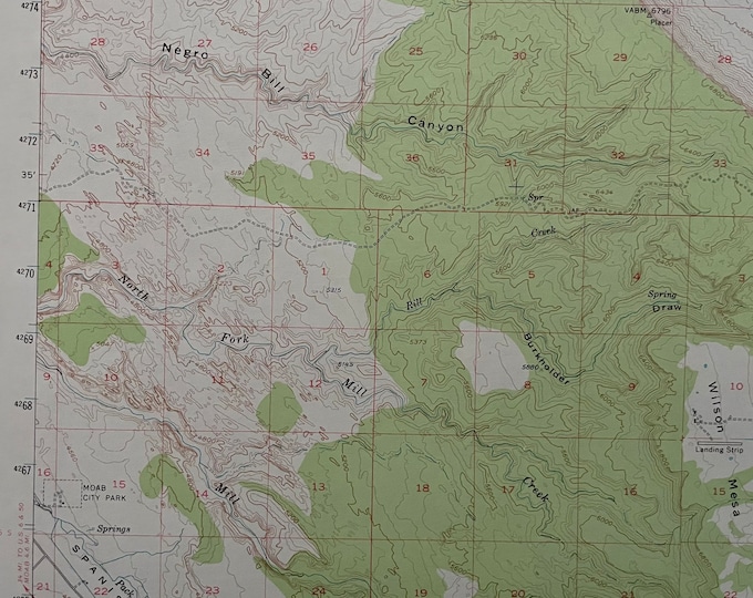 Castle Valley, Utah Vintage Topographical Map 1954 - Manti- La Sal National Forest