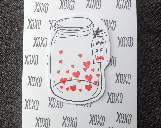 A Little Jar of Love greeting card - personalized for you by hand