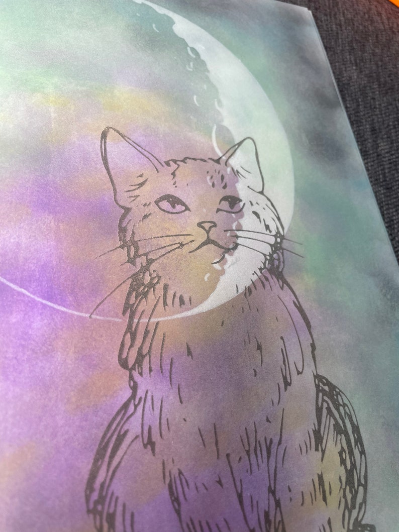 Kitty in the Moon large blank book journal insert Grimoire Book of Shadows image 8