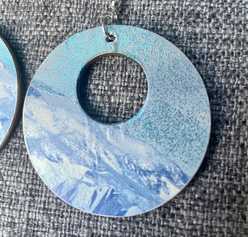 Purple Mountains Majesty wood art earrings