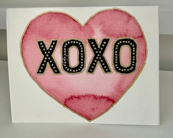 XOXO - Watercolor Heart Valentine