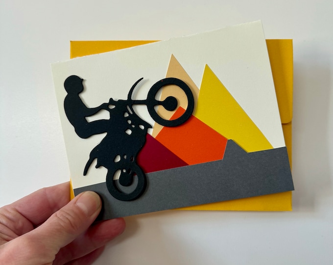 Handmade Dirt Biker Greeting Card – Perfect for Father’s Day, Birthdays, and More!
