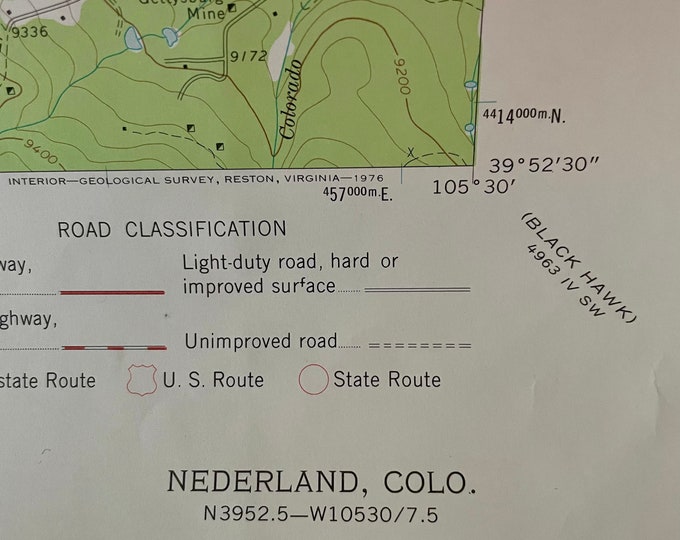 Nederland, Colorado Vintage Topographical Map 1972 - Roosevelt National Forest