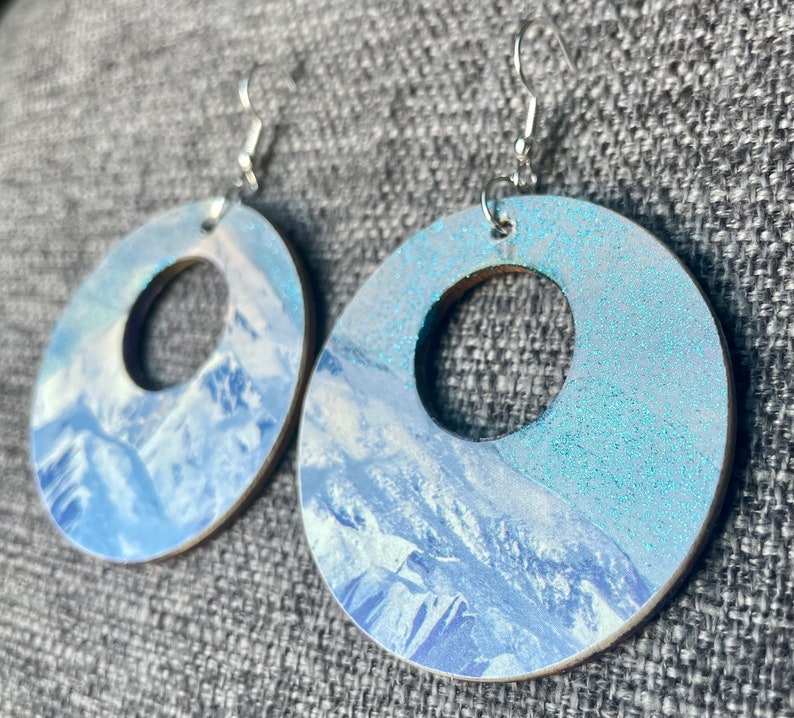 Purple Mountains Majesty wood art earrings