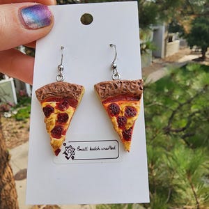 Handmade Pizza Slice Earrings – Polymer Clay, Lightweight, Hypoallergenic, Fun Food Jewelry