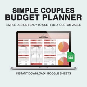 Simple Couples Monthly Budget Planner Financial Tracker Google Sheets Digital Download