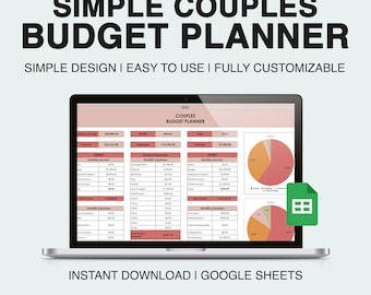 Simple Couples Monthly Budget Planner Financial Tracker Google Sheets Digital Download