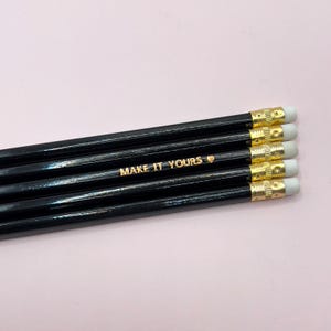 Black Personalized Pencils: Foil Stamped, Custom Message, Back to School