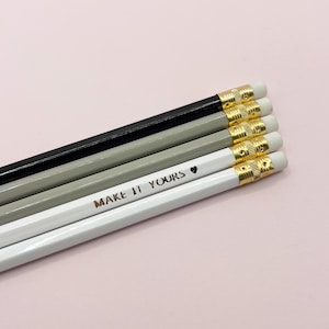 Personalized Foil Stamped Pencils: Custom Name, Back to School Gift, Stone Palette