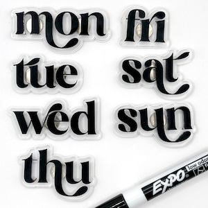 Acrylic Days of the Week Magnets: Whiteboard Calendar Labels