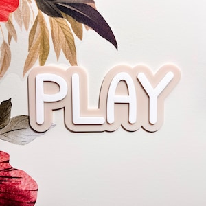 Acrylic PLAY Sign: Modern Kids Room Wall Decor