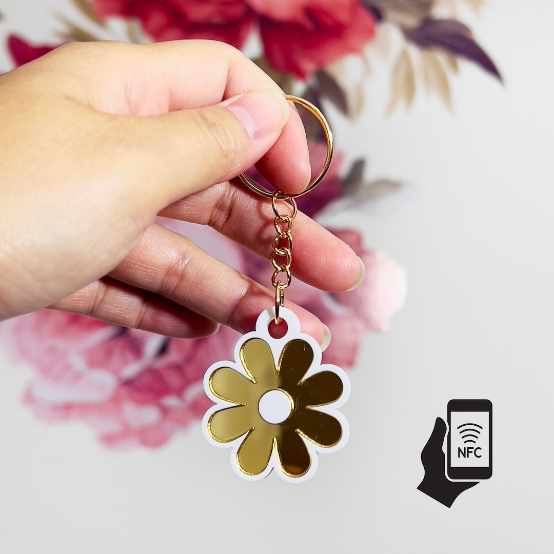 Floral NFC Keychain – Smart Digital Business Card – Custom Contact ...