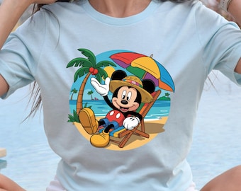Mickey Summer Vibes-shirt, Mickey Mouse Beach-shirt, Disney Family Summer Vibes-shirt, familie-matching zomervakantieshirt, zomerreis-T-shirt