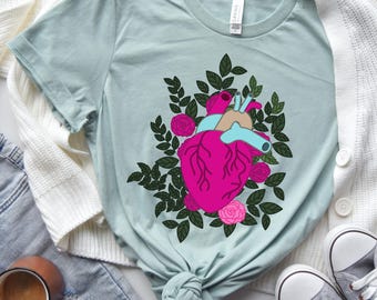 Anatomical Heart Nurse Shirt: Floral Anatomy Tee