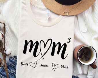Aangepast moedershirt, mama hart-shirt, moedershirt met namen, moederdagt-shirt, cadeau-idee voor Moederdag shirt, beste moeder ooit