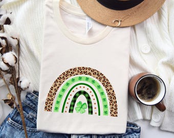 T-shirt graphique arc-en-ciel Shamrock - Chemise de la Saint-Patrick