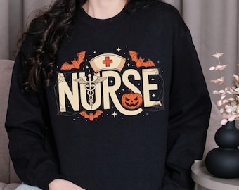 Nurse Halloween Sweatshirt, Cute Nurse Halloween Sweatshirt, Halloween Nurse T-Shirt, Spooky Halloween Shirt, Funny Halloween Nurse T-Shirt