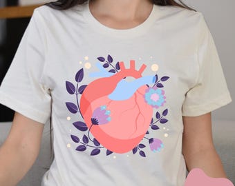 Anatomical Heart Nurse Shirt: Floral Cardiology Tee