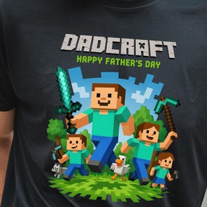Dadcraft Father&#39;s Day Gamer Shirt: Funny Pixel Art Dad Tee