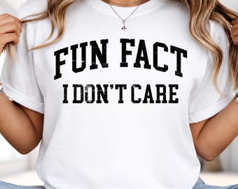 Fun Fact I Don't Care Shirt, Arch Text Funny Sarcastic Hoodie, Humor Meme Sweatshirt, Retro Graphic Tee, Gift For Him Shirt