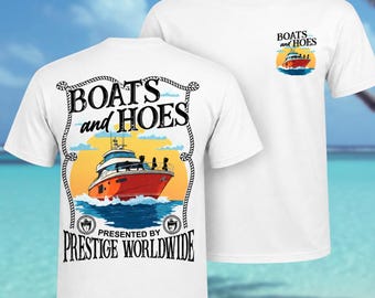 Boats and Hoes Presented By Prestige Worldwide Shirt, Funny Yacht Club Meme Shirt, Retro Humor Hoodie, Sarcastic Sweatshirt, Nautical Tee