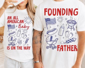 An All American Baby Is On The Way Founding Father Shirt, Retro Baby Shower Hoodie, Pregnancy Announcement Sweatshirt, Gift For New Dad Tee