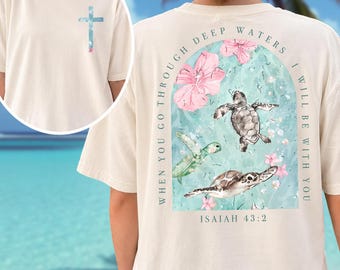 Deep Waters Faith Isaiah 43 Shirt, Christian Hoodie, Vintage Bible Verse Sweatshirt, Religious Gift Tee, Comfort Colors Faith Apparel